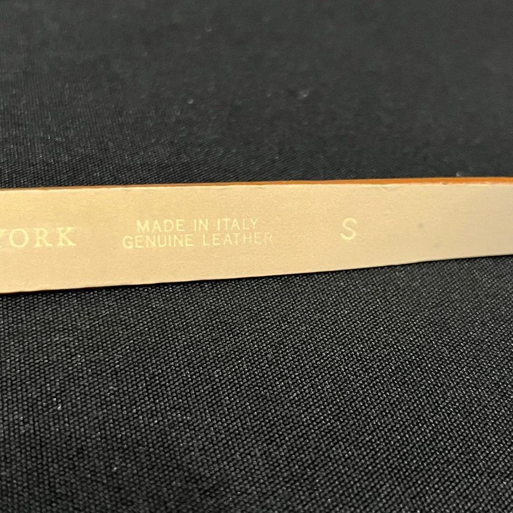 Kate Spade New York Tan Leather Bow Skinny Belt Made in Italy Small Cognac Brown